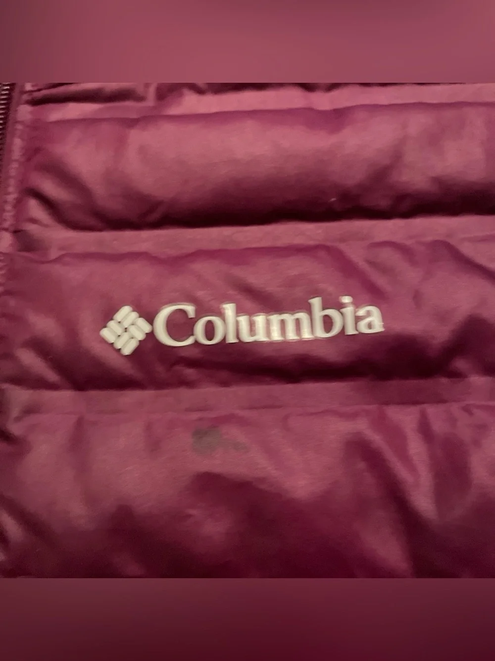 Columbia Down Puffer Jacket Magenta Youth Size Medium 10/12 Lightweight Full-Zip